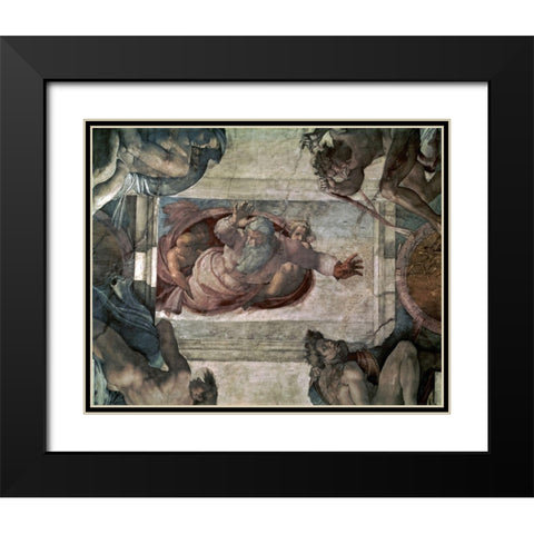 God Separating the Waters Black Modern Wood Framed Art Print with Double Matting by Michelangelo