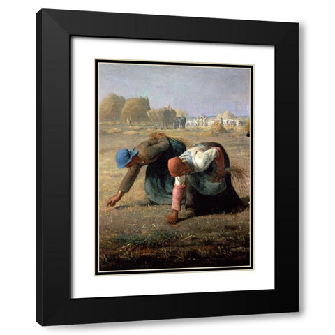 The Gleaners (Detail) Black Modern Wood Framed Art Print with Double Matting by Millet, Jean-Francois