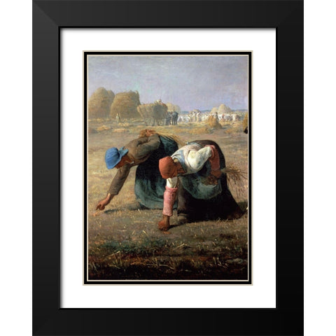 The Gleaners (Detail) Black Modern Wood Framed Art Print with Double Matting by Millet, Jean-Francois