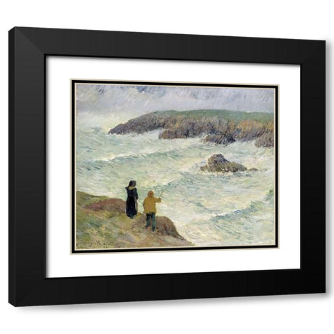 The Cliffs Near the Sea Black Modern Wood Framed Art Print with Double Matting by Moret, Henry