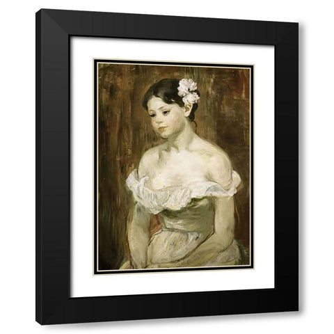 Portrait of a Young Girl Black Modern Wood Framed Art Print with Double Matting by Morisot, Berthe