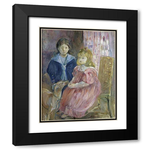 The Gabriel Children Black Modern Wood Framed Art Print with Double Matting by Morisot, Berthe