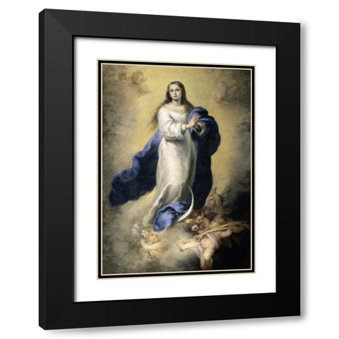 The Immaculate Conception Black Modern Wood Framed Art Print with Double Matting by Murillo, Bartolome Esteban