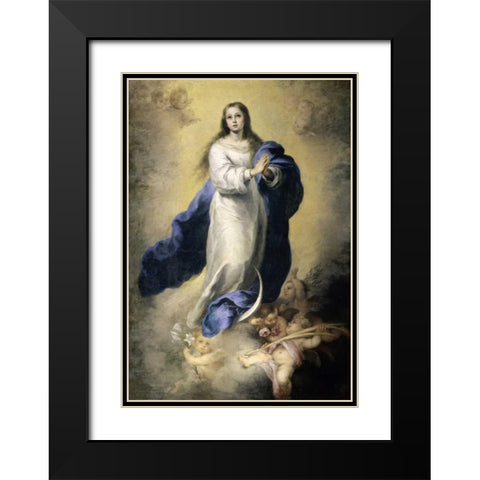 The Immaculate Conception Black Modern Wood Framed Art Print with Double Matting by Murillo, Bartolome Esteban