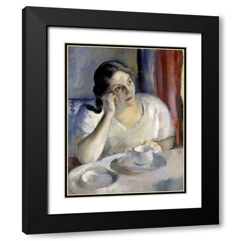 A Cup of Tea La Tasse de Th Black Modern Wood Framed Art Print with Double Matting by Ottman, Henri