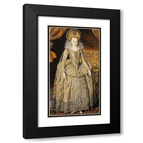 Portrait of Queen Elizabeth of Bohemia Black Modern Wood Framed Art Print with Double Matting by Peake, Robert