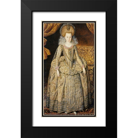 Portrait of Queen Elizabeth of Bohemia Black Modern Wood Framed Art Print with Double Matting by Peake, Robert