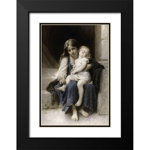 Sisters Black Modern Wood Framed Art Print with Double Matting by Perrault, Leon Jean Basile