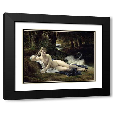 Leda Black Modern Wood Framed Art Print with Double Matting by Picot, Francois Eduard
