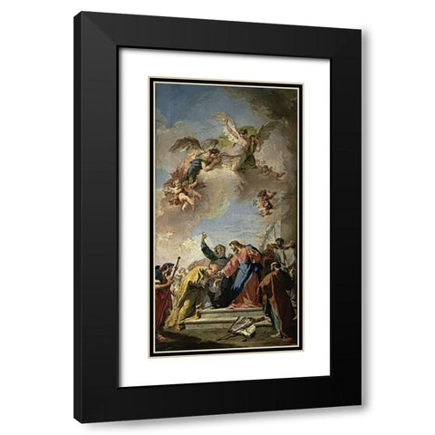 Museumist Giving the Keys of Paradise to St. Peter Black Modern Wood Framed Art Print with Double Matting by Pittoni, Giovanni Battista