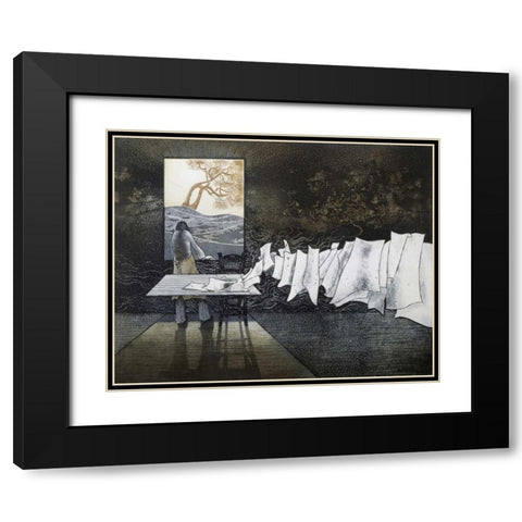 Thinker of Images Le Penseur dImages Black Modern Wood Framed Art Print with Double Matting by Pilchart, Jean