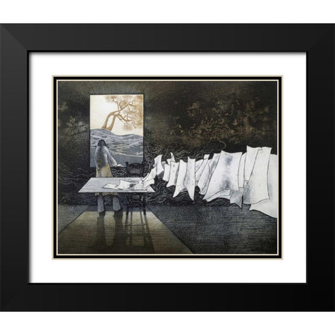 Thinker of Images Le Penseur dImages Black Modern Wood Framed Art Print with Double Matting by Pilchart, Jean