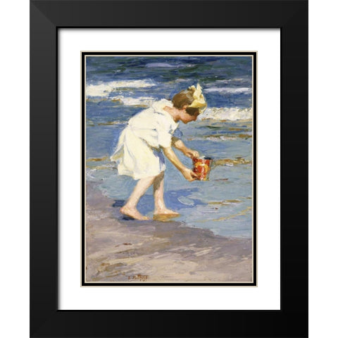 Brighton Beach Black Modern Wood Framed Art Print with Double Matting by Potthast, Edward Henry