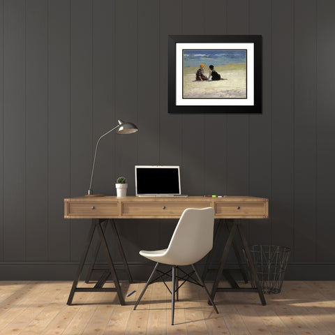Confidences Black Modern Wood Framed Art Print with Double Matting by Potthast, Edward Henry
