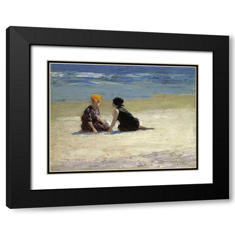 Confidences Black Modern Wood Framed Art Print with Double Matting by Potthast, Edward Henry