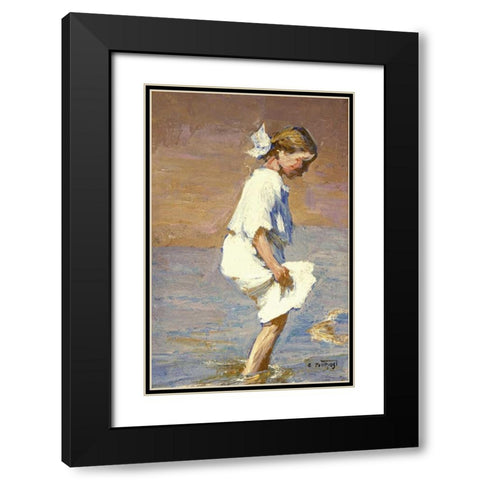 Wading at the Shore Black Modern Wood Framed Art Print with Double Matting by Potthast, Edward Henry