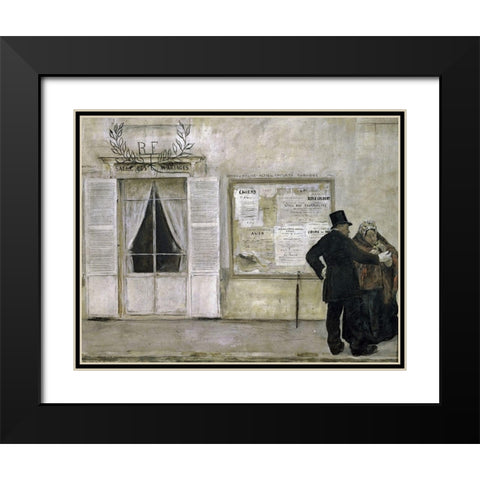 Guests Awaiting a Wedding Black Modern Wood Framed Art Print with Double Matting by Raffaelli, Jean-Francois