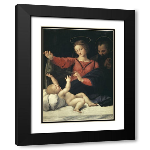 The Virgin of Lorette Black Modern Wood Framed Art Print with Double Matting by Raphael