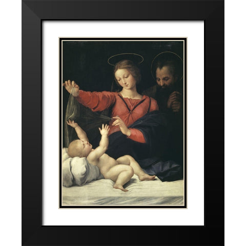 The Virgin of Lorette Black Modern Wood Framed Art Print with Double Matting by Raphael