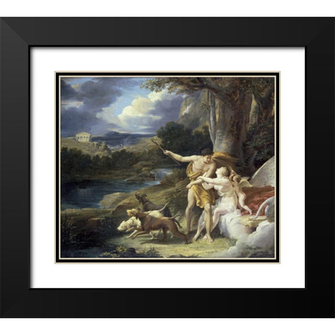 Venus and Adonis Black Modern Wood Framed Art Print with Double Matting by Regnault, Alexandre Georges H.