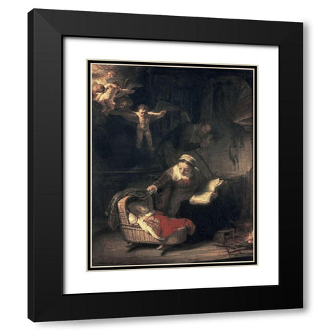 The Holy Family Black Modern Wood Framed Art Print with Double Matting by Rembrandt Van Rijn,
