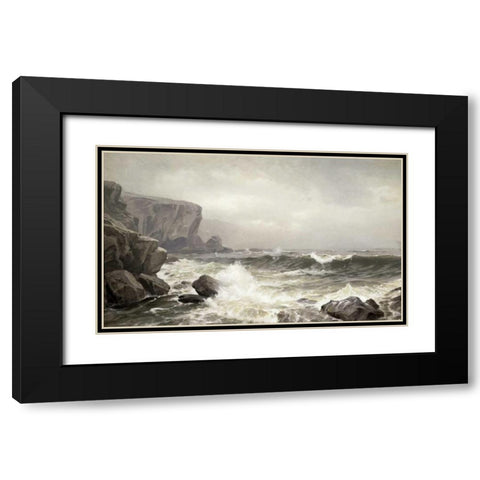 Crashing Surf Black Modern Wood Framed Art Print with Double Matting by Richards, William Trost