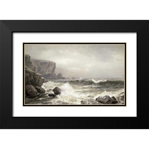 Crashing Surf Black Modern Wood Framed Art Print with Double Matting by Richards, William Trost