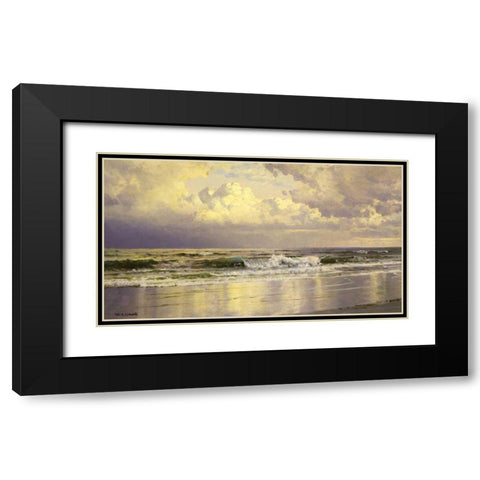 Seascape Black Modern Wood Framed Art Print with Double Matting by Richards, William Trost