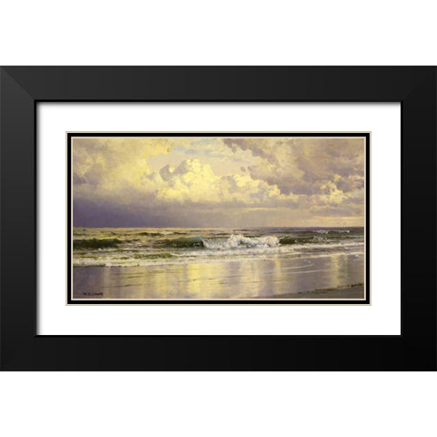 Seascape Black Modern Wood Framed Art Print with Double Matting by Richards, William Trost