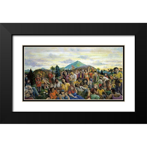Crowd In A Landscape Black Modern Wood Framed Art Print with Double Matting by Rodulfo, Peter