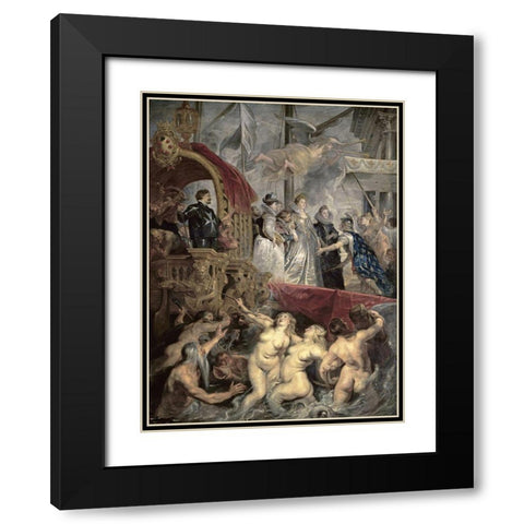 Landing at Marseilles (Life of Marie de Medici, Queen of France) Black Modern Wood Framed Art Print with Double Matting by Rubens, Peter Paul