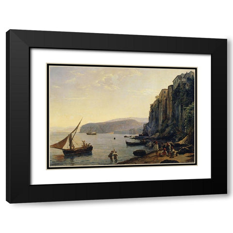 View of Sorrento, Near Naples Black Modern Wood Framed Art Print with Double Matting by Shchedrin, Silvestr Feodosevich