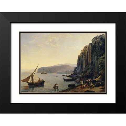 View of Sorrento, Near Naples Black Modern Wood Framed Art Print with Double Matting by Shchedrin, Silvestr Feodosevich