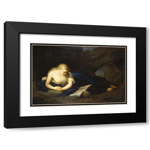 Penitent Magdelen Black Modern Wood Framed Art Print with Double Matting by Sully, Thomas