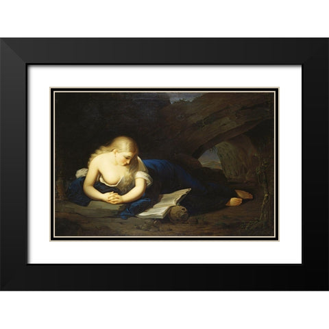 Penitent Magdelen Black Modern Wood Framed Art Print with Double Matting by Sully, Thomas