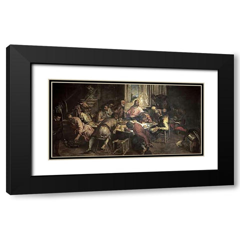 The Last Supper Black Modern Wood Framed Art Print with Double Matting by Tintoretto, Jacopo