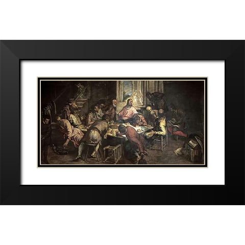 The Last Supper Black Modern Wood Framed Art Print with Double Matting by Tintoretto, Jacopo