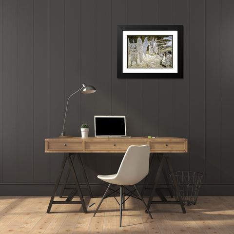 Adam and Eve Driven from Paradise Black Modern Wood Framed Art Print with Double Matting by Tissot, James