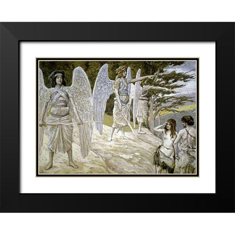 Adam and Eve Driven from Paradise Black Modern Wood Framed Art Print with Double Matting by Tissot, James