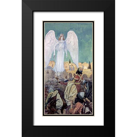 An Armed Angel Appears to Many Black Modern Wood Framed Art Print with Double Matting by Tissot, James