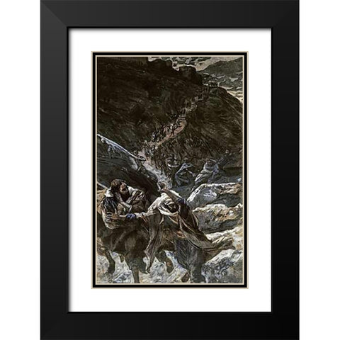 And They All Forsook Him and Fled Black Modern Wood Framed Art Print with Double Matting by Tissot, James