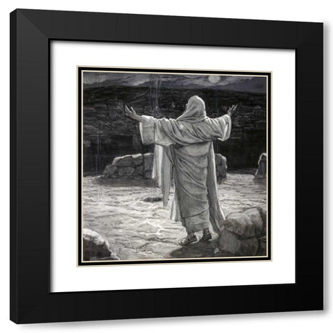 Christ Going to the Mount of Olives at Night Black Modern Wood Framed Art Print with Double Matting by Tissot, James Jacques