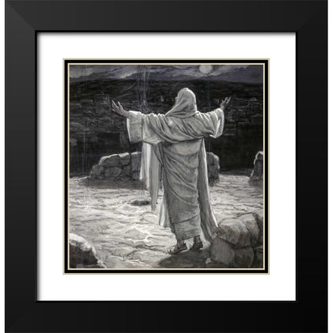 Christ Going to the Mount of Olives at Night Black Modern Wood Framed Art Print with Double Matting by Tissot, James Jacques