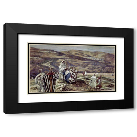 Christ Sending Out the Seventy Disciples Two by Two Black Modern Wood Framed Art Print with Double Matting by Tissot, James Jacques