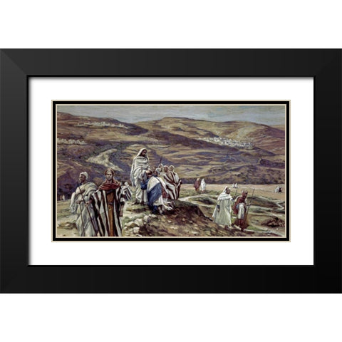 Christ Sending Out the Seventy Disciples Two by Two Black Modern Wood Framed Art Print with Double Matting by Tissot, James Jacques