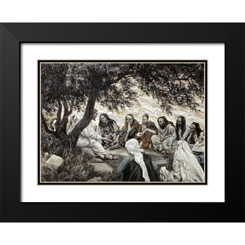 Christs Exhortation To The Twelve Apostles Black Modern Wood Framed Art Print with Double Matting by Tissot, James Jacques