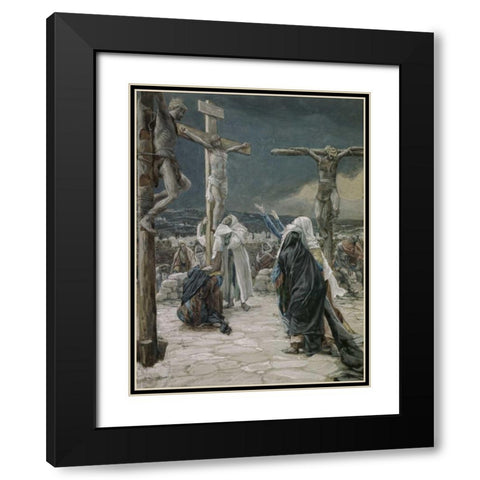 Death of Jesus Black Modern Wood Framed Art Print with Double Matting by Tissot, James Jacques