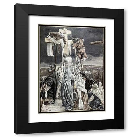 Descent from the Cross Black Modern Wood Framed Art Print with Double Matting by Tissot, James