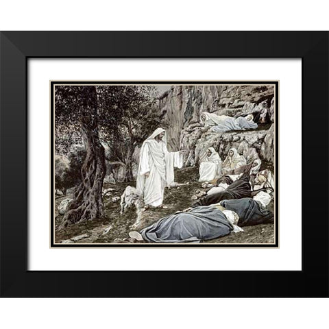 Jesus Commands his Disciples to Rest Black Modern Wood Framed Art Print with Double Matting by Tissot, James