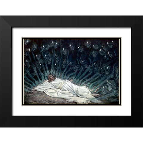 Jesus Ministered to by Angels Black Modern Wood Framed Art Print with Double Matting by Tissot, James